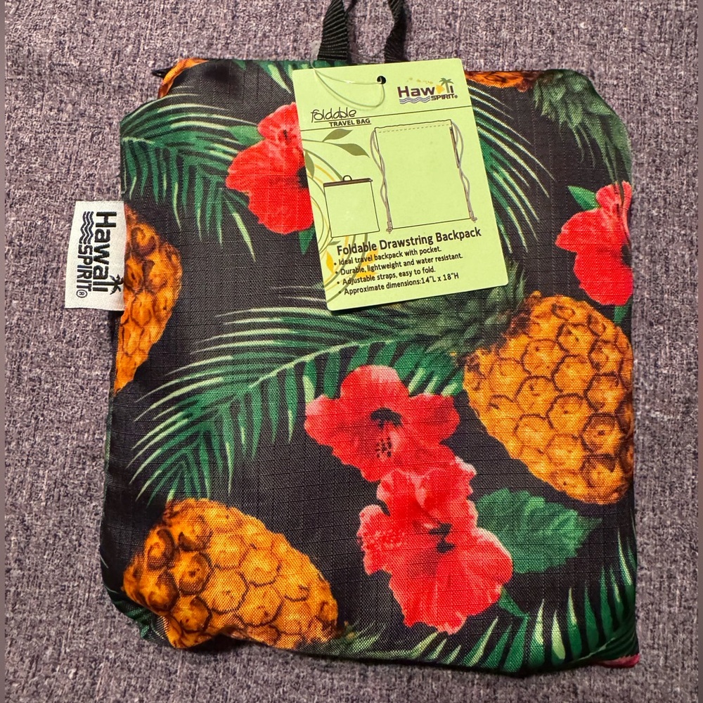Hawaiian Tropical Foldable Drawstring Backpack